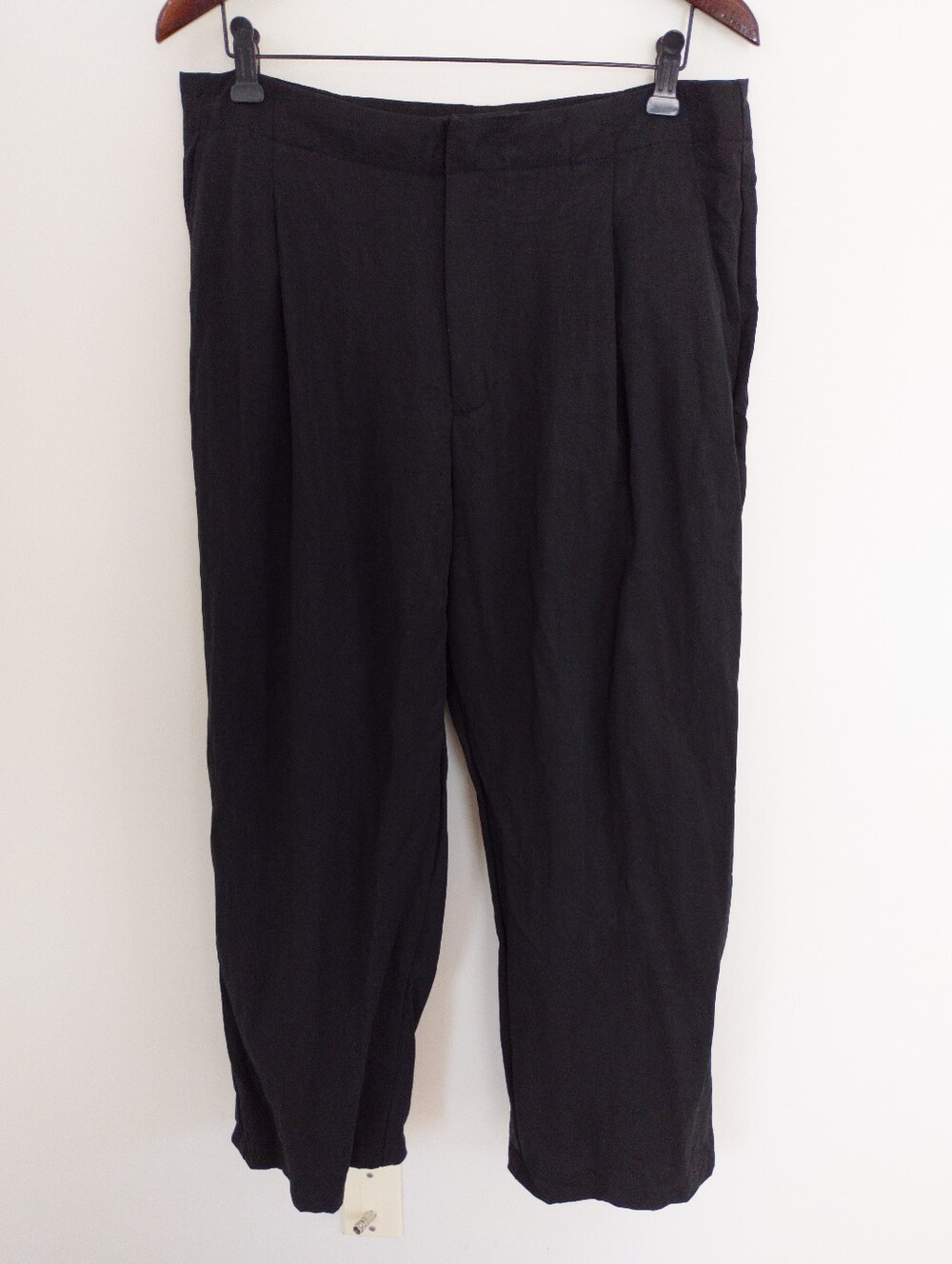 Gap Dressy Tencel Pleated Pants True Black Size 14 Wide Leg Trousers